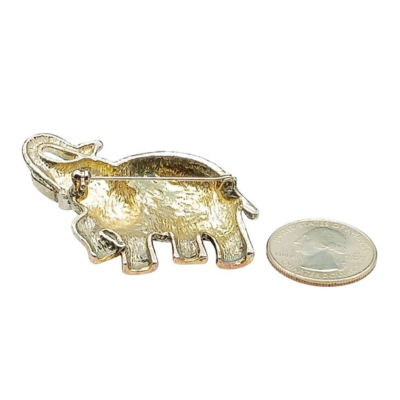 Vintage Elephant Brooch Pin in Two-Tone Metal - Picture 3 of 3